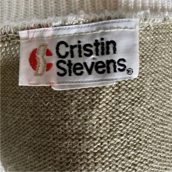 Cristin Stevens Vintage Striped Knit Cardigan Nautical Coastal Anchor Size Large - Picture 6 of 7